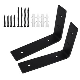 4 Pcs Black 8"X4" 4mm Heavy Duty Shelf Brackets Industrial Shelf Bracket L Shape Right Angle Corner Bracket for Wall Mounted Shelf 200mm-100mm