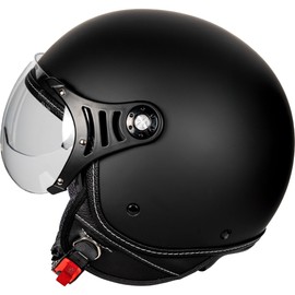 Yesmotor 3/4 Motorcycle Helmets Retro Open Face Vespa Scooters Helmet with Clear Visor for Men and Women- DOT Approved（Matte Black,M）