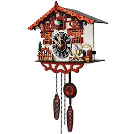 JOONIEHOUSE Traditional Black Forest Cuckoo Clock Wood Wall Clock - Natural Bird Voice Or Cuckoo Call, Coo Coo Clock for Wall Art Home Living Room Kitchen Office Decoration (Reindeer) (Reindeer)