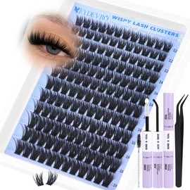 EYDEVRO Manga Lash Clusters Kit Wispy Clusters Eyelash Extensions 12-18mm Eyelash Clusters Kit Lash Extension Kit Anime Cluster Lashes Individual Lashes with Lash Bond and Seal Lash Tweezers Brushes