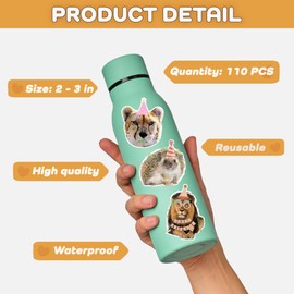 Realistic Safari Animal Stickers, 110 PCS Holographic Jungle Wildlife Party Decorations, Zoo Animals Party Favors, Wild Animals Zoo Birthday Favor Supplies, Wild Stickers