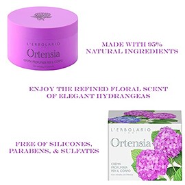 LErbolario L'erbolario perfumed body cream - hydrangea - floral, powdery scent - tone skin and improve elasticity with sunflower oil, rice bran, rice 