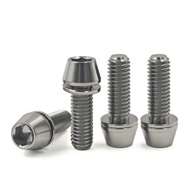 4Pcs Titanium Bike Bolts, M6x18mm 20mm Hex Tapered Head for Bicycle Crank Brake Fixed Upgrade Screw (Silver, M6x20mm)
