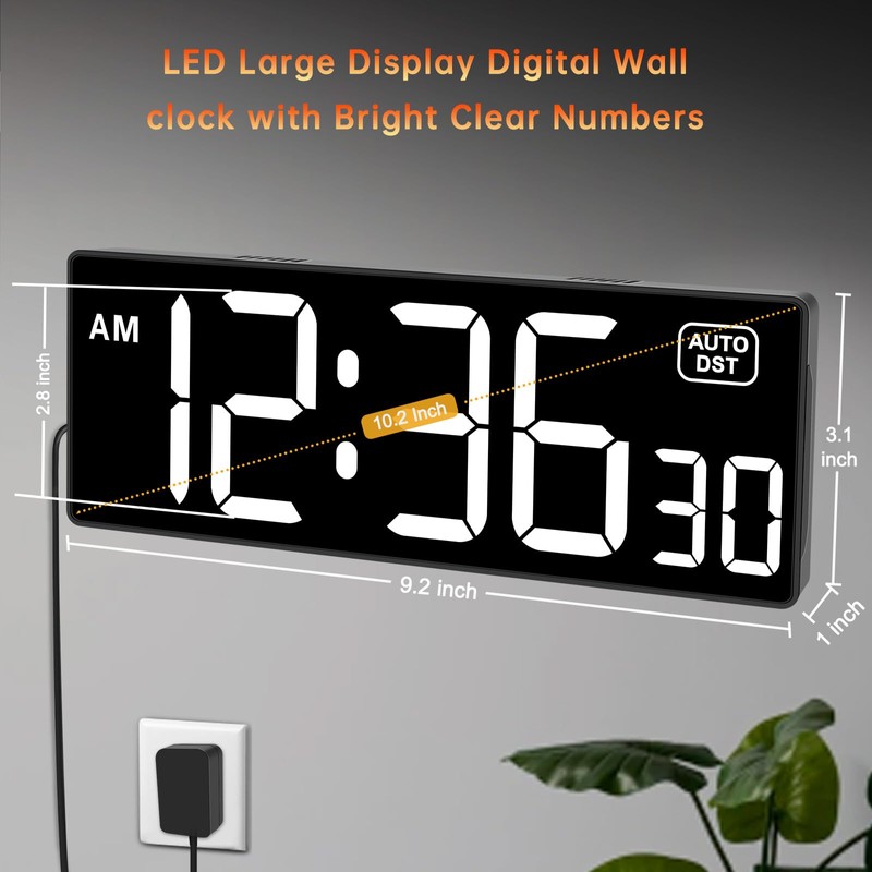 Soobest Digital Wall Clock with Seconds for Gym, Remote Countdown