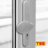 TSS White UPVC Door Handle Pair Set with Offset Lever