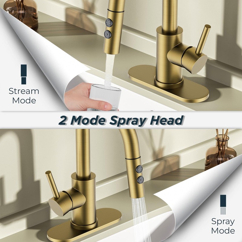 FORIOUS Brushed Gold Bathroom Faucets for Sink 3 or 1