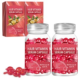 Hair Vitamin Serum Capsule, Hair Treatment Serum,Angereichert mit marokkanischem Argan- und Avocadoöl, Vitaminen A, C, E und Pro B5, kein Ausspülen nötig, für alle Haartypen geeignet(2PC)