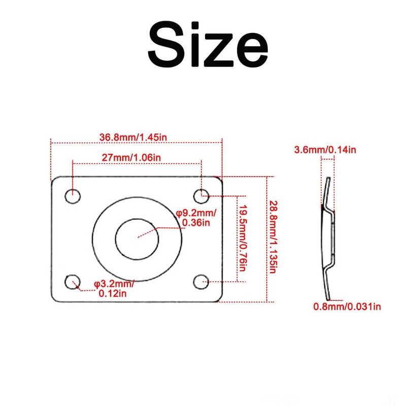 Guitar Output Jack Plate 1/4 Inch 9.2mm Rectangle Jack Reinforcement