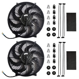 Mupera Upgraded Electric Radiator Cooling Fan - Universal Slim Fan Pull Push Electric Radiator Cooling Assembly Reversible with Mount Kit Set of 2 (14 inch)