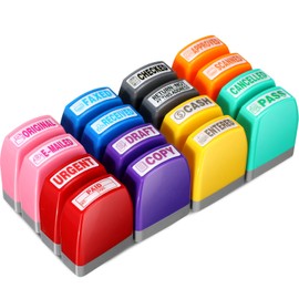 Yeaqee 16 Pcs Self Inking Rubber Stamp Set for Office Stamps Approved Paid Copy Faxed Scanned Stamps Message Account Business Stamps Paper Work Text Ink Stampers (Many Color)