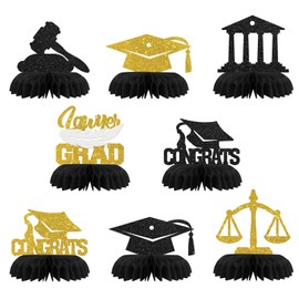 Congrats Lawyer Table Honeycomb Centerpieces Decorations - Glitter 8 Pcs Law School Graduation Party Table Toppers Decor - Congrats Grad - Law Grad Graduation Party Decoration Supplies