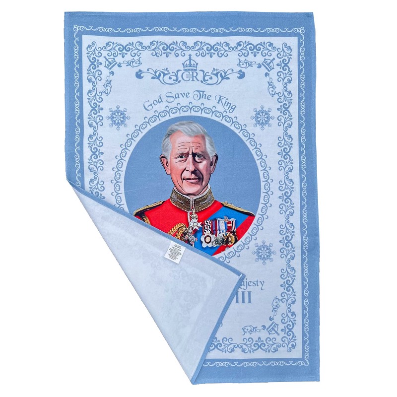 SAJAK King Charles III Coronation Commemorative Kitchen Tea Towel: The