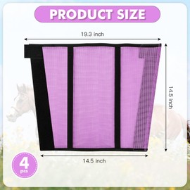 DABASHAN Horse Fly Boots Set of 4,Preventing Flies and Mosquitoes Bites Horse Leg，Protecting Horse Leg Damage，Breathable Mesh Horse Boots Plastic Mesh Design(Light Purple)