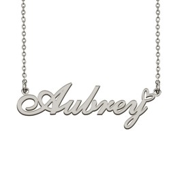 HUAN XUN Dainty Friendship Name Necklace Silver for Women with Heart Pendant Aubrey
