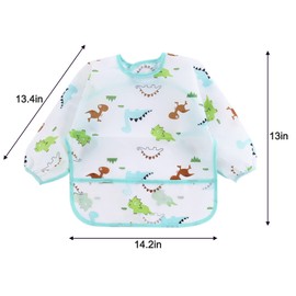 PandaEar 5 Pack Long Sleeve Bibs| Waterproof Full Bib with Sleeves for Babies Infant Toddler 6-24 Months| Mess Proof Baby Smock for Eating| Baby Apron for Feeding