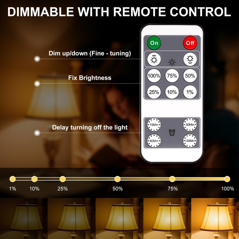 KINUR Amber Sleep Light Bulbs 1800K with Remote Control, E26