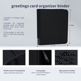 Magiarcana greeting card binder organizer Storage boxes and Display;christmas card photo album,Birthday card holder organizer, fit wedding card,Index card,Postcards invitation (black)