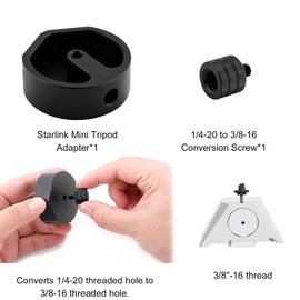 Tripod Adapter for Starlink Mini, Aluminum Alloy Tripod Mount Adapter with 1/4 Inch-20 to 3/8 Inch-16 Conversion Screw Threaded Tripod Replacement Parts Compatible with StarLink Mini Tripod