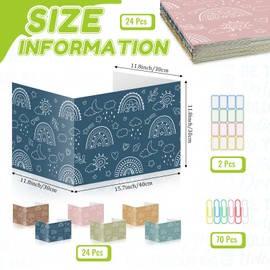 Cinrobiye 24 Pcs Boho Privacy Folders Standard for Students Cardboard Shields Test Privacy Boards Motivational Words Desk Dividers Shield for Classroom School Study Supplies (Boho)