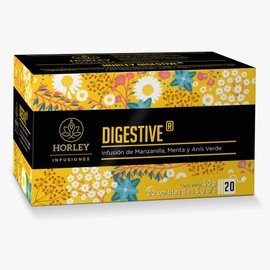 Horley DIGESTIVE Infusión de Manzanilla, Menta y Anís Verde, con 20 sobres de 1.5 gramos
