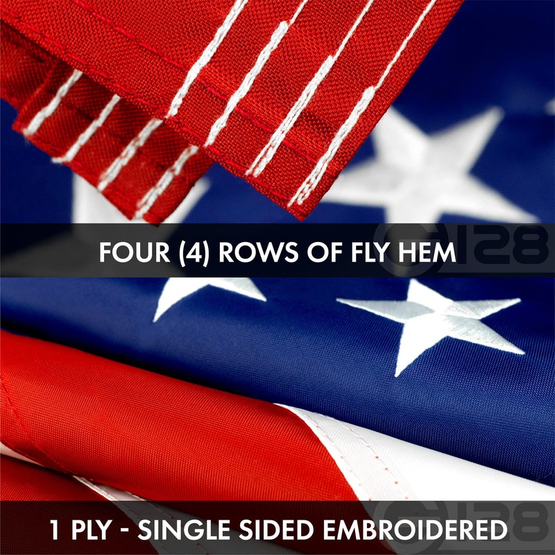 G128 Combo Pack: USA American Flag 3x5 Ft Embroidered Stars