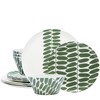 Bzyoo 12-Piece Melamine Dinnerware Set - Leaf | Lightweight, Durable,