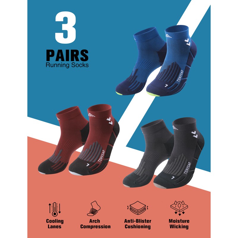 TENYSAF Compression Sport Running Socks: Athletic Socks for Men Women