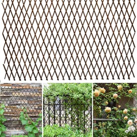 Wesky Expandable Lattice Fence Willow Trellis Panel Plant Support，Garden Lattice for Climbing Plants Outdoor(4)