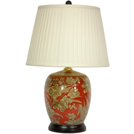 Oriental Furniture 21" Floral Bouquet Jar Lamp
