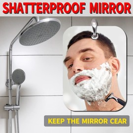 Shower Mirror Fogless for Shaving, Larger 10.7 x 8 inches Small Mirror for Wall Camping, Frameless Portable Hanging Travel Mirrors, Unbreakable Handheld Locker, Makeup Plastic, Shave Mirrors, Bathroom