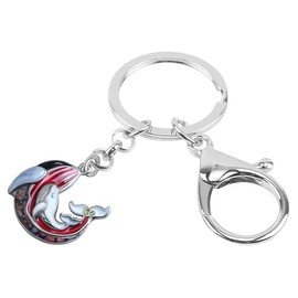 LONYOO Enamel Mothers Day Ocean Whale Keychain Car Key Keyring Zinc Alloy Cute Whale Gifts for Women Mom Girls (Blcak)