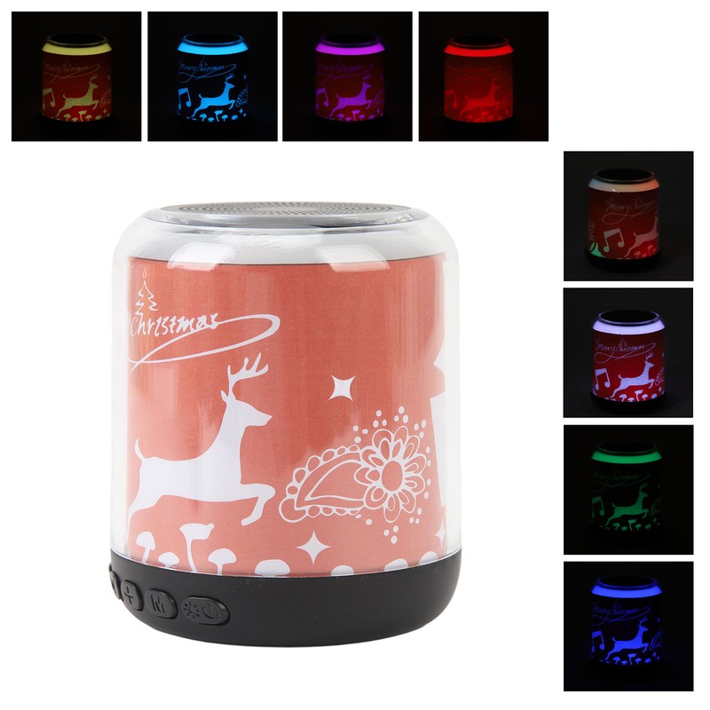 Mini Bluetooth Speaker Christmas Pattern Festive Atmosphere RGB Music Player