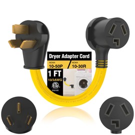 M1A2 3-Prong Dryer Adapter 50 Amp to 30 Amp Socket NEMA 10-50P to 10-30R Compatible with Old Dryer Range New Outlet STW 10/3 Gauge 250V 125V ETL Listed