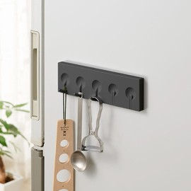 Belca FK-5HBK Magnet, 5 Hook Hook Width 9.8 x Depth 0.7 x Height 3.0 inches (25 x 1.75 x 7.5 cm), Black, Floating Storage, Kitchen Storage, Flat-in, Wall Storage