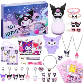 Raveparty Advent Calendar for Girls, Christmas Advent Calendar 2024 Girls, Kids Advent Calendar 2024 Girls with Cartoon Toys Stickers Badges Necklaces Bracelets Hairpins for Girls Gift