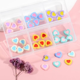 WEILUSI 30PCS Heart Nail Charms Colorful Alloy 3D Love Hearts Nail Art Rhinestones Cute Nail Charms y2k for Women Valentine's Day Craft DIY Manicure Decoration Accessories 6 Colors
