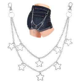 ElevateTechPants Chain Wallet Chain Silver Trousers ChainStar Hip Hop Goth Accessories Wallet Chains for Men Cute Decorative Dresses Casual Pants Women Girl Gift Waist Body