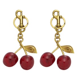 QIUTIMIY Cherry Bag Charms for Handbags Cute Gold Purse Charm Glitter Resin Cherry Keychains Accessories with Key Ring Clip(Cherry(2PCS)-Style 1)