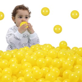 STARBOLO Ball Pit Balls for Ball Pit - 100 Pcs Crush Proof Plastic Children's Toy Balls Macaron Colorful Ocean Balls for Birthday Party Games Pool (Colorful Yellow).