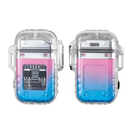 COMANYI Electric Lighter Waterproof Transparent Plasma Arc Lighter with LED Battery Indication Type C Rechargeable Lighter Outdoor Windproof Lighter for Camping,Candle (Blue & Pink)