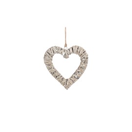 Antique Wash Willow Flat Open Hanging Heart Wreath - Small