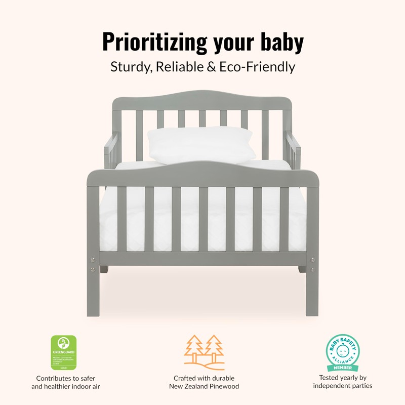 Dream On Me Classic Design Toddler Bed in Cool Grey,