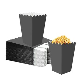 Flunyina Black Popcorn Boxes 50Pcs Kraft Paper Popcorn Holder Open Top Popcorn Holder Reusable Oil-Proof Snack Fries Containers for Movie Theater Wedding Birthday Parties