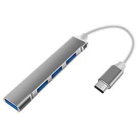 TEHAUX Type C USB Hub Port Expansion Adapter for High Speed Data Transfer Portable USB Hub for Laptop and Compatible with Windows Aluminum Design in Grey