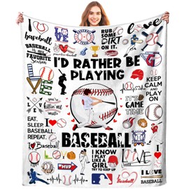 Baseball Blanket Gifts for Boys Men Baseball Coach Gifts Bedding Soft Cozy Flannel Baseball Throw Blankets for Baseball Lover Team Kids Adults 50"X40"