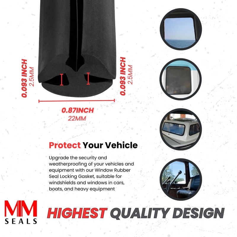 Window Rubber Seal Locking Gasket for Windshield and Windows Cars,