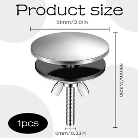 Tap Hole Plug, Sink Cover, Plug Sink, Blind Plug, Tap Hole Cover, Kitchen Hole Cover, Sink, 5 cm Tap Hole Cover for Home, Kitchen and Bathroom (Silver)