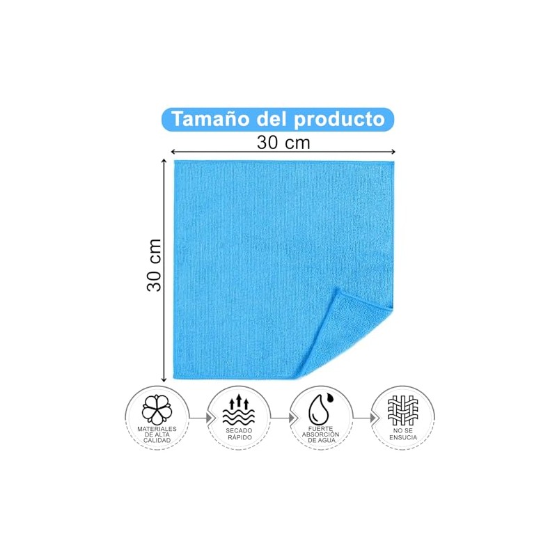 12 Pcs Paños de Limpieza de Microfibra, Toallas de Microfibra