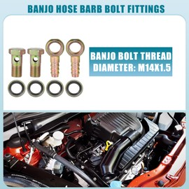 A ABSOPRO Banjo Bolt Banjo Hose Barb Bolt Fitting Brake Line Fitting Adapter Fitting with Copper Washer for Motorcycles and Cars M14x1.5 12mm Set of 2