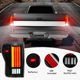 Cenfeild Tail Lights Pair Compatible with 2007 2008 2009 2010 2011 2012 2013 Toyota Tundra LED Tube Rear Brake Lamp Taillights Assembly, Black Housing Clear Lens